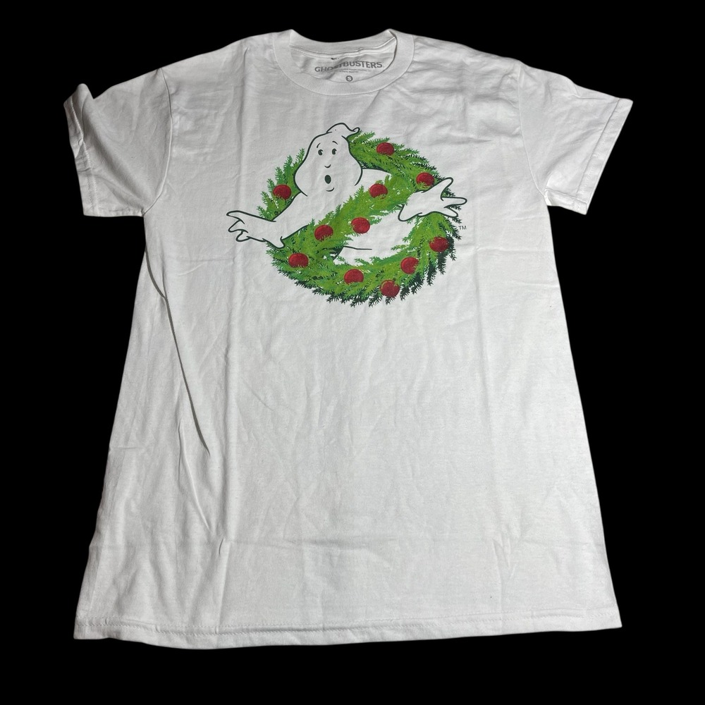 Ghostbusters Christmas T Shirt unisex‎ Holiday Wreath Graphic Tee